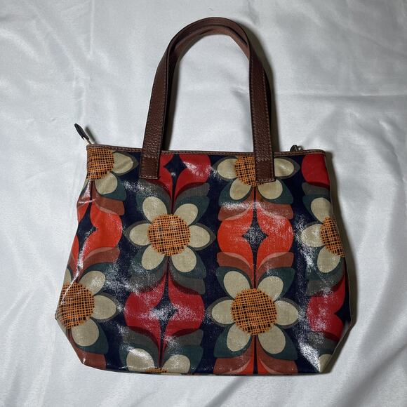 Fossil Key Per Coated Canvas Floral Satchel Hand Shoulder Bag Purse 11" x 13" - Picture 2 of 7
